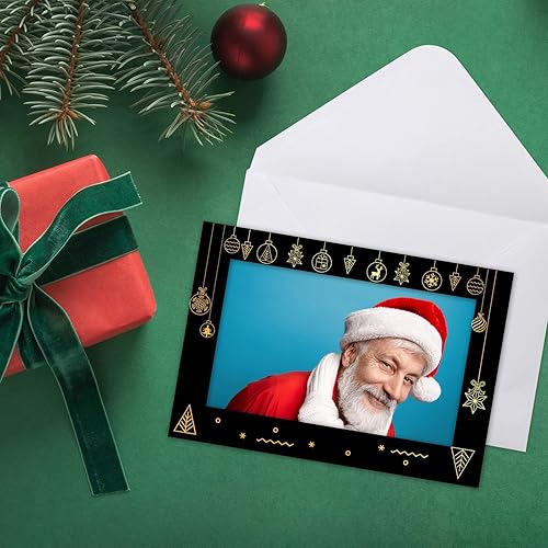 Miniatura 7 de ceiba tree Paquete de 40 tarjetas navideñas con marco de fotos, tarjetas de felicitación navideñas con sobres