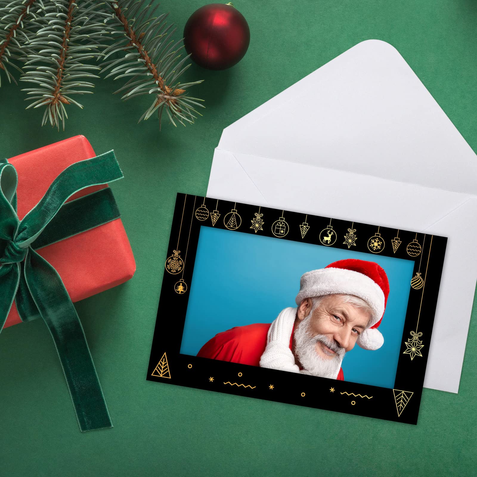 Tarjetas de marco de fotos de Navidad con sobres