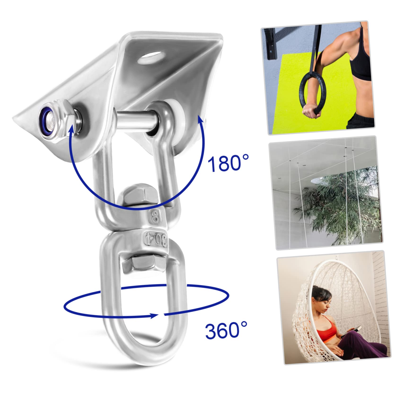 HEMOTON 1 Set gancio oscillante fibbia a molla per amaca altalena yoga dondoli da esterno gancio sospensione appendiabiti kit per appendere l'altalena per impieghi gravosi soffitto suite
