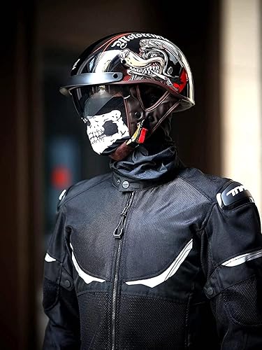 Miniatura 5 de RUANLOV Casco de motocicleta estilo alemán vintage con visera solar aprobado por DOTECE, casco de media motocicleta retro, para hombres y mujeres