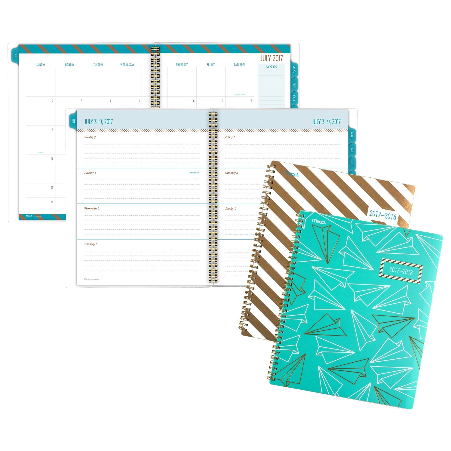 Mead Academic Weekly/Monthly Planner, July 2017 - June 2018, 8-1/2" x 11", Gold & Bold, Design Will Vary (CAW50825)