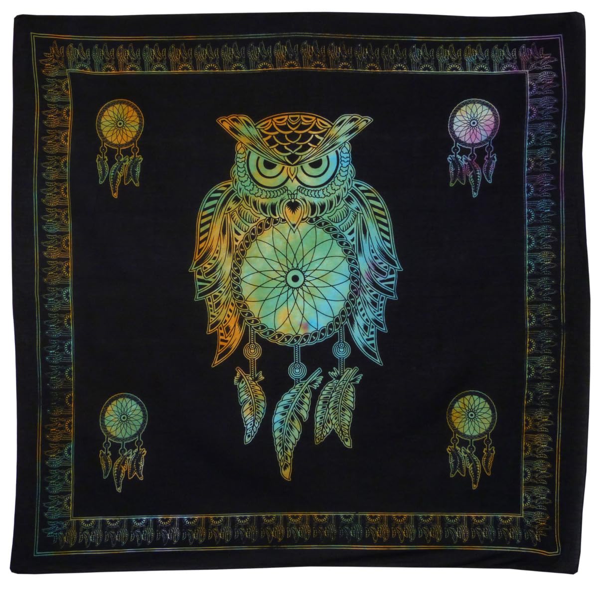 Pickled Moon Black Tie-Dye Owl Dreamcatcher Wall Hanging Tapersty