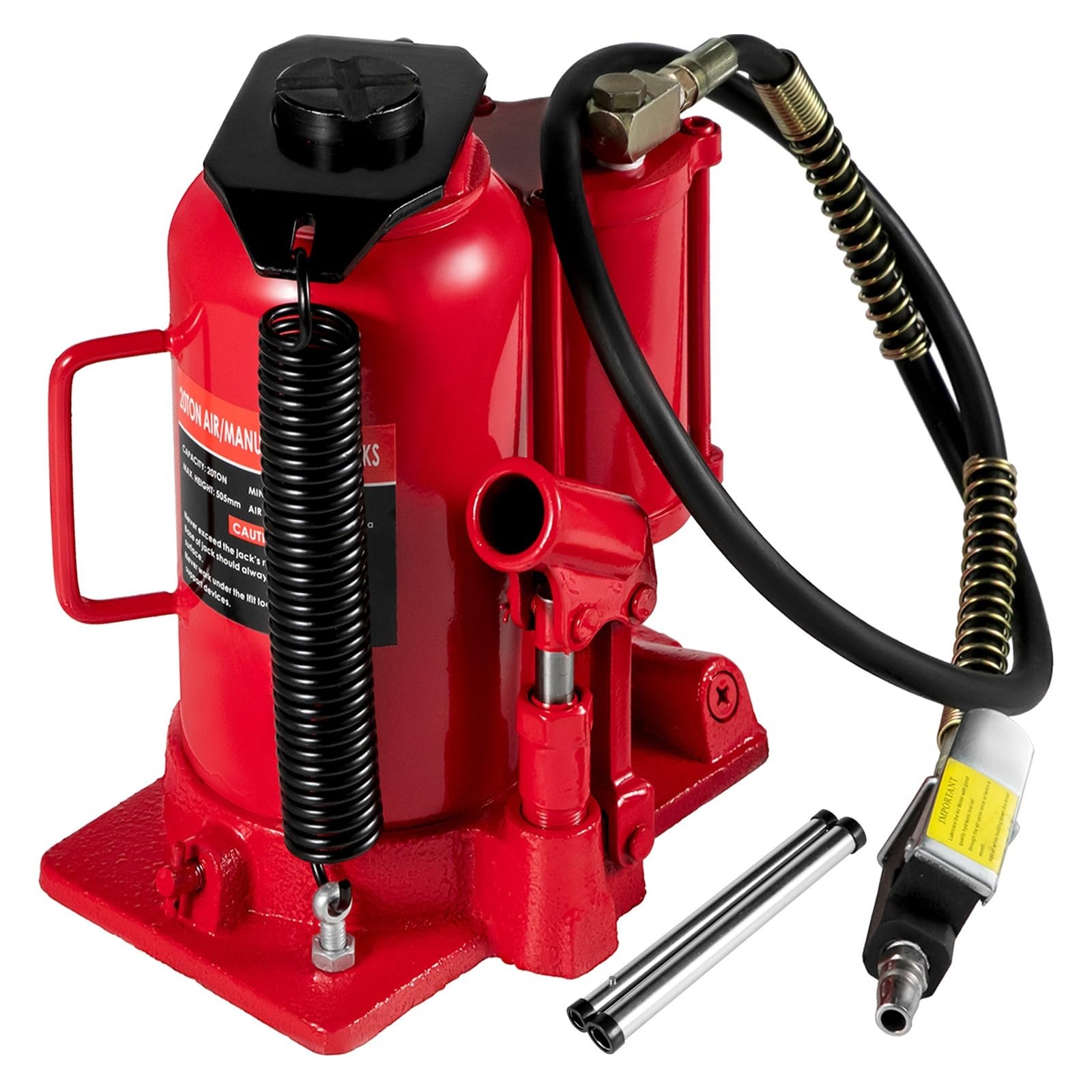 Hydraulic Jack, 20 Ton 4Ft Air Hydraulic Bottle Car Jack Tool for Lifting Farm Vehicles Heavy-Duty Machinery Industrial Equipment Repair(Rosso)