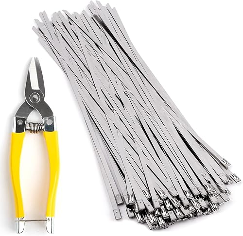 Miniatura 9 de 100 bridas de acero inoxidable vienen con herramientas de corte, tijeras de corte de metal para cortar bridas de cables de acero inoxidable,