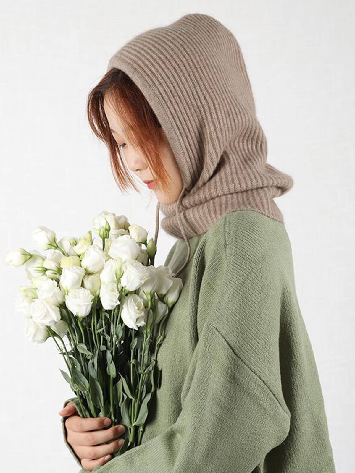 Unisex dzianinowa czapka szalik 2 w jednym, czysty kaszmir ciepła wielofunkcyjna dzianinowa czapka okrągły szalik zestaw dla kobiet kobiet mężczyzn, stylowa zimowa jesień odzież akcesoria narciarska czapka snowboardowa fioletowa