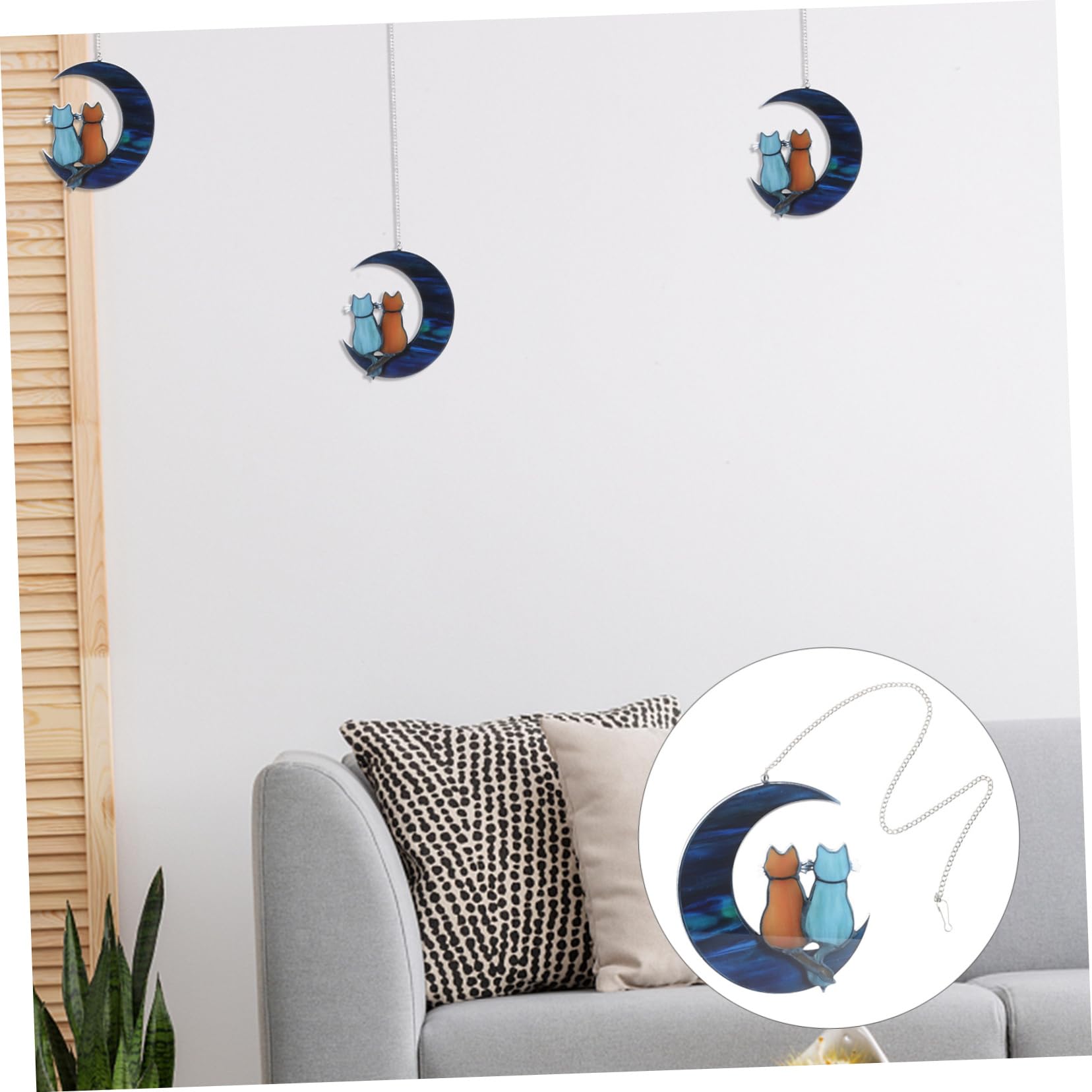 Amazon.co.jp: LIFKICH 月と猫のアクリルハンギングオーナメント 窓や