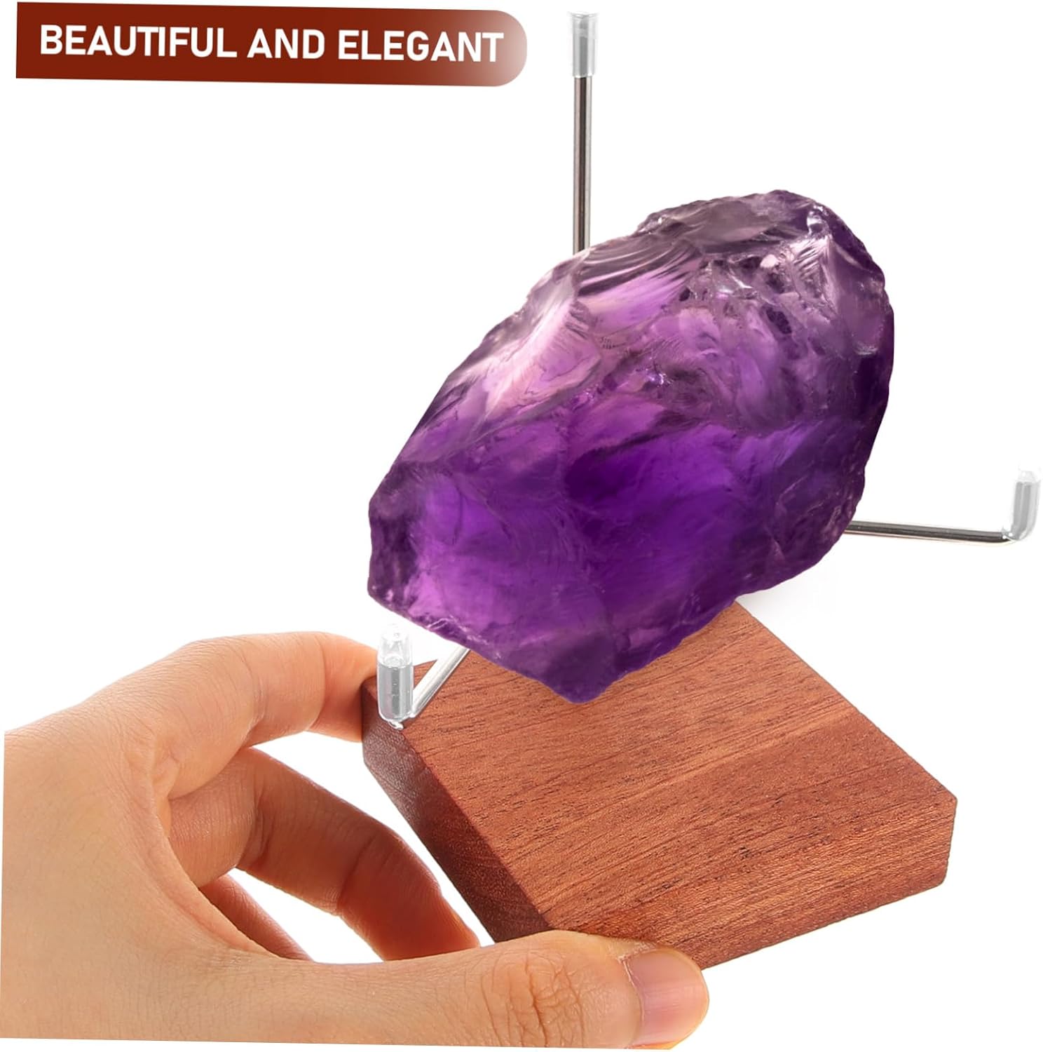 Healifty Crystal Ball Display Stand Wooden Base with Metal Support Pedestal