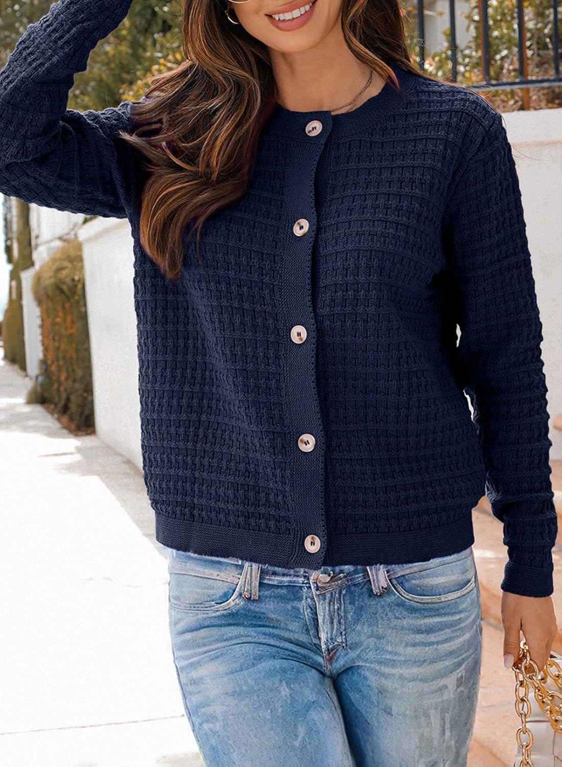 Dokotoo Winter Cardigan Sweaters for Women 2025 Long Sleeve Open Front Button Down Jacket - Image 3