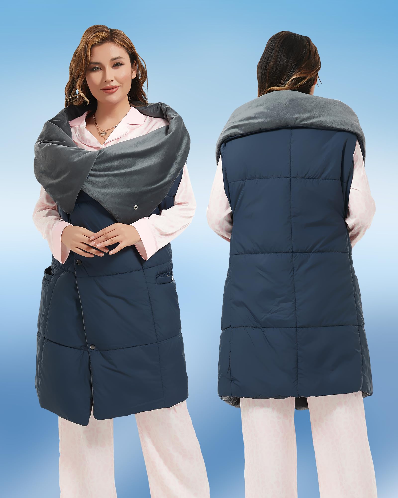 Coperta elettrica senza fili, con batteria da 20000 mAh, 7,4 V, per uomo e donna, 132 x 110 cm, portatile, con 8 zone di riscaldamento e 3 livelli di temperatura per casa e ufficio