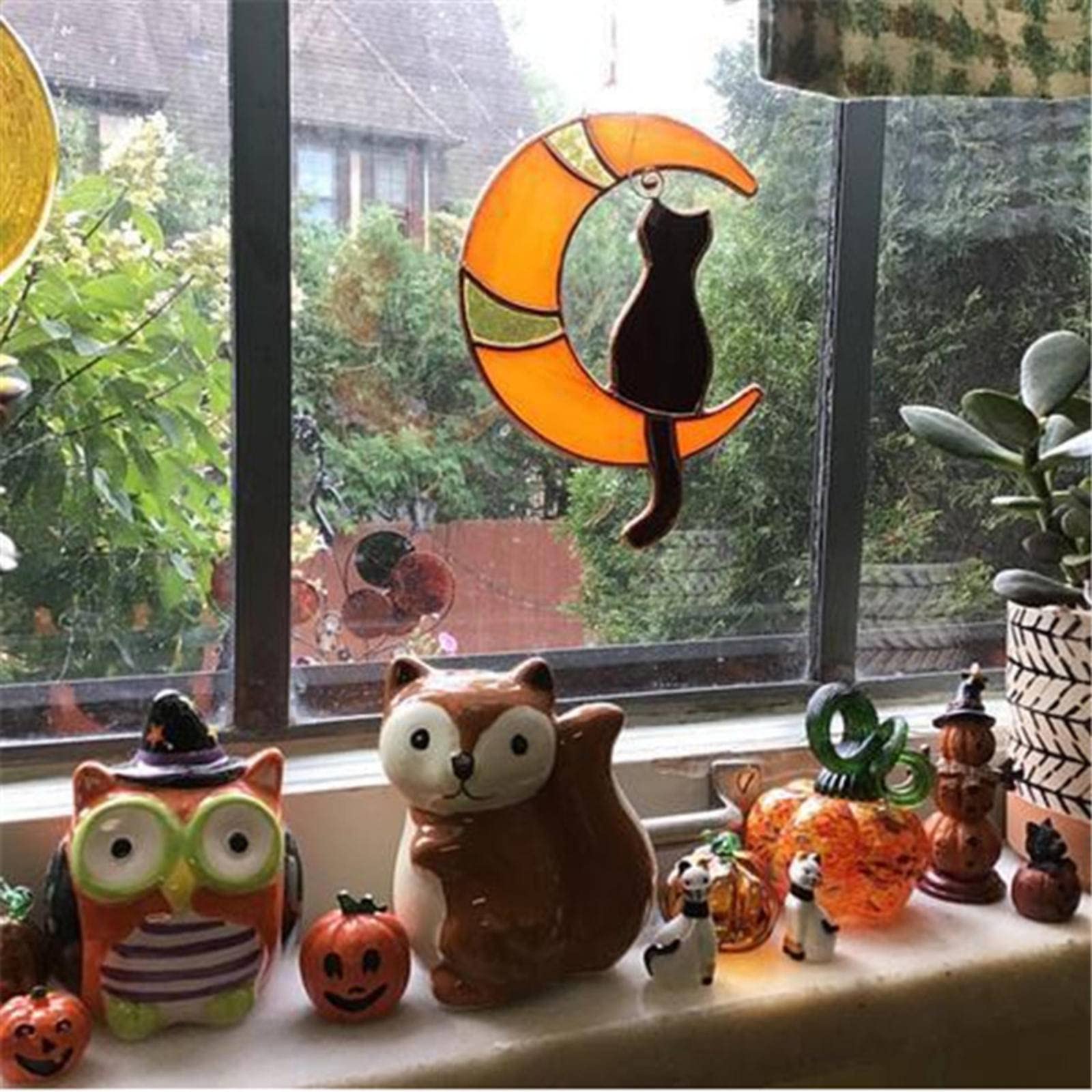 窓飾りライトキャッチャー、猫アクリル窓ペンダント | アクリル猫 