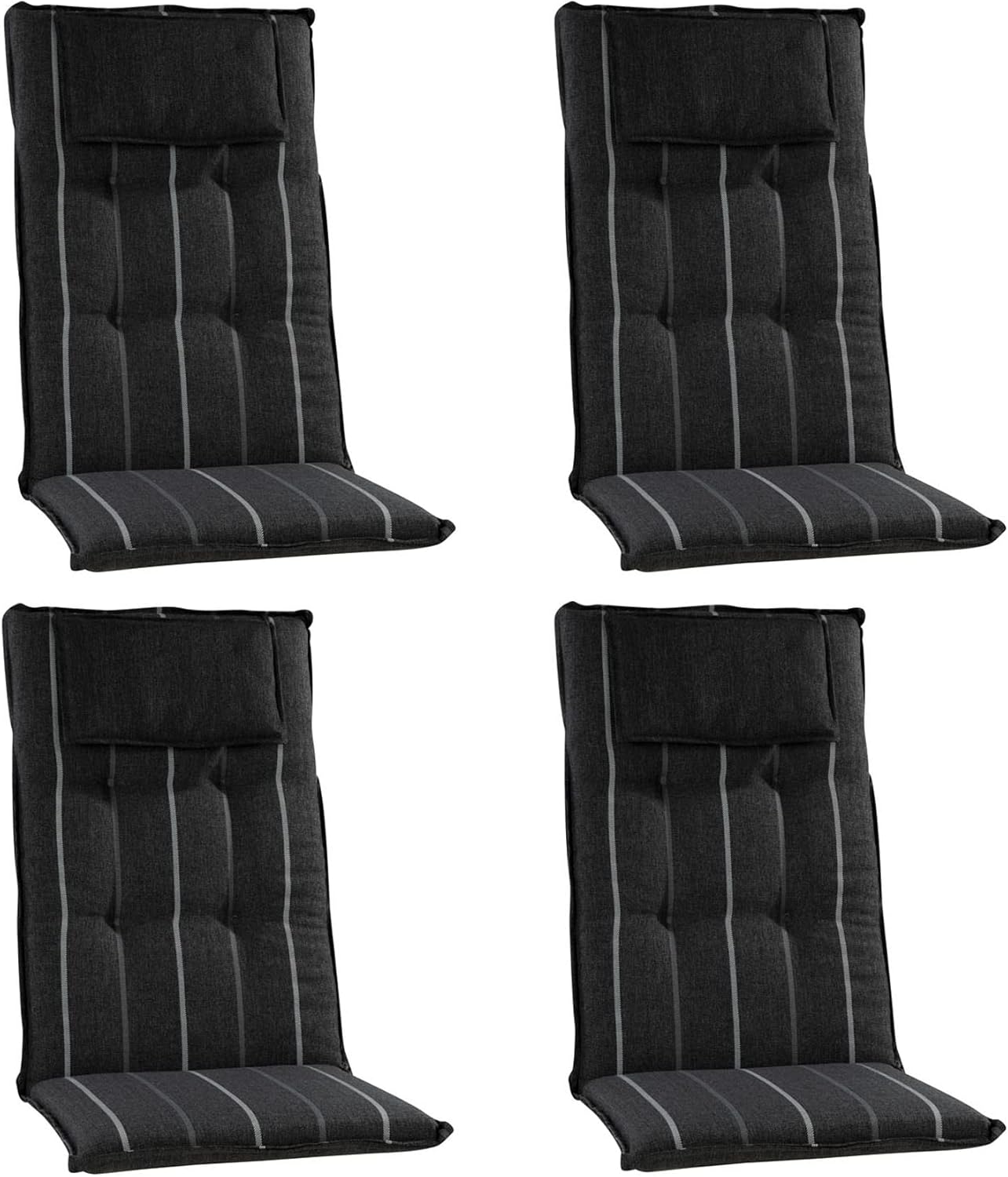 Gartenstuhlauflagen Hochlehner 4er Set mit Kopfpolster 120 x 50 cm