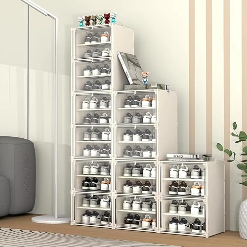 24 cajas de almacenamiento de zapatos organizador de zapatos plegable de plástico con puerta transparente caja de zapatos apilable Artículo para el