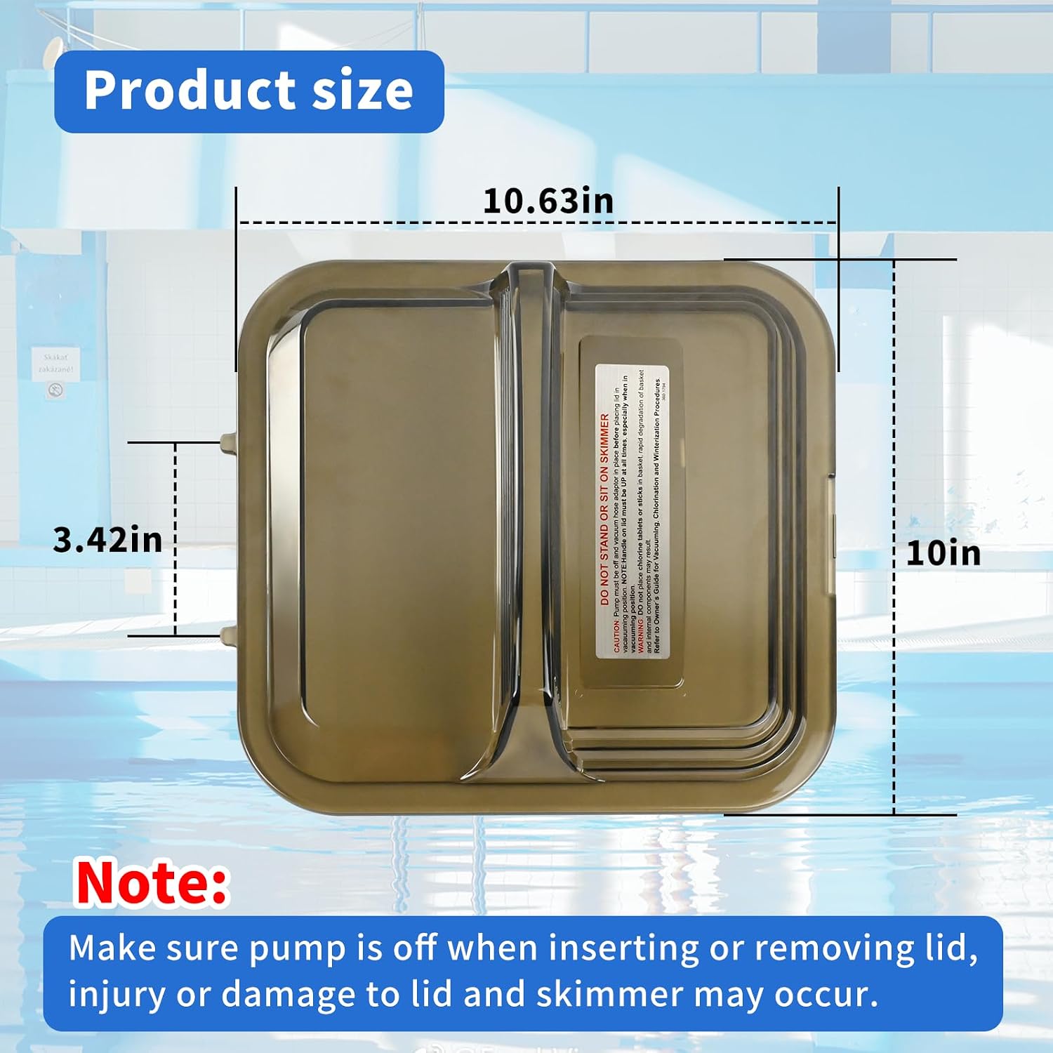 XJJ 1107-1356 Skimmer Lid Clear Tinted Black, Fit for 2094 & 2095 Doughboy Deluxe Skimmers, Replaces Skim-line Vacuum Skim Filter lid 1121-1349 11211349
