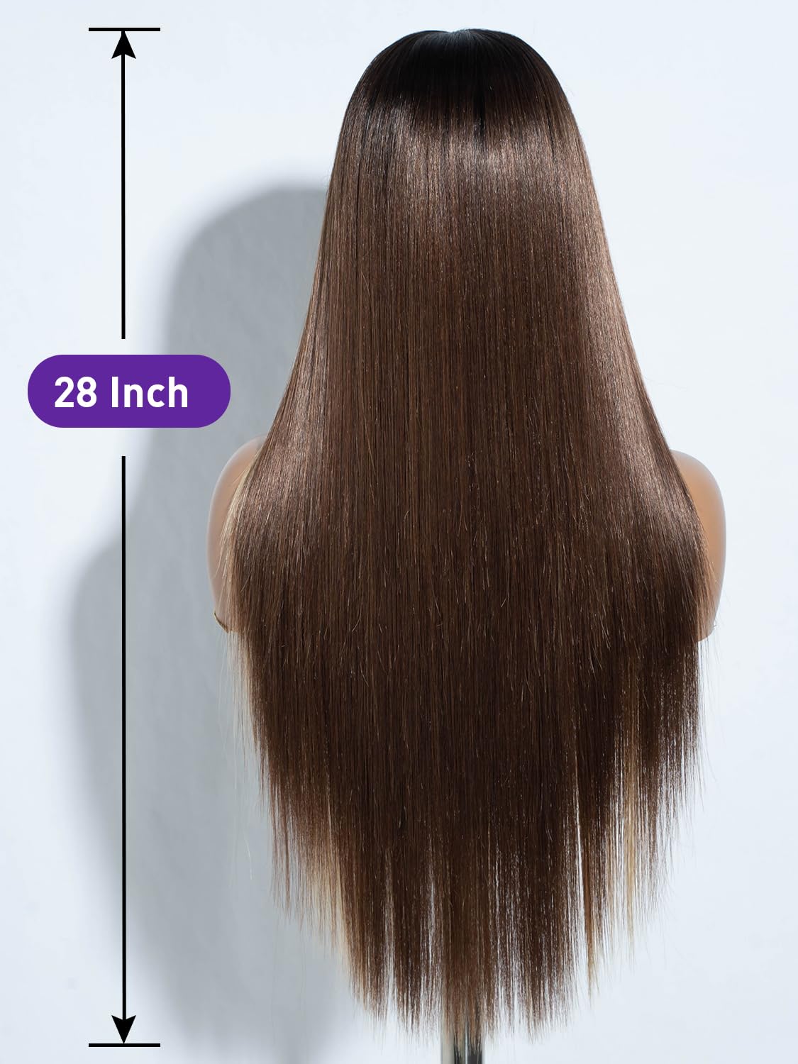 Joedir Synthetic Lace Front Wig,Long Straight Lace Front Wigs T-Part lace Wigs for Women Pre-plucked with Natural Hairline 28 inch Middle Part Glueless Straight Hair Highlights Blonde - Image 4
