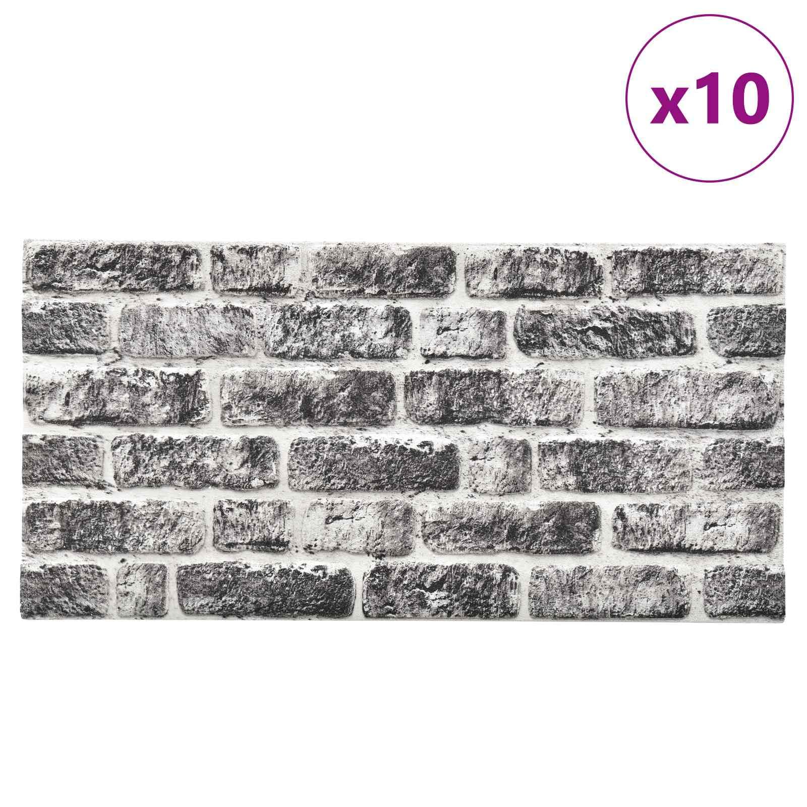 Paneles de pared 10 Pcs Gris Oscuro Blanco 100 X 50 Cm Espuma Eps