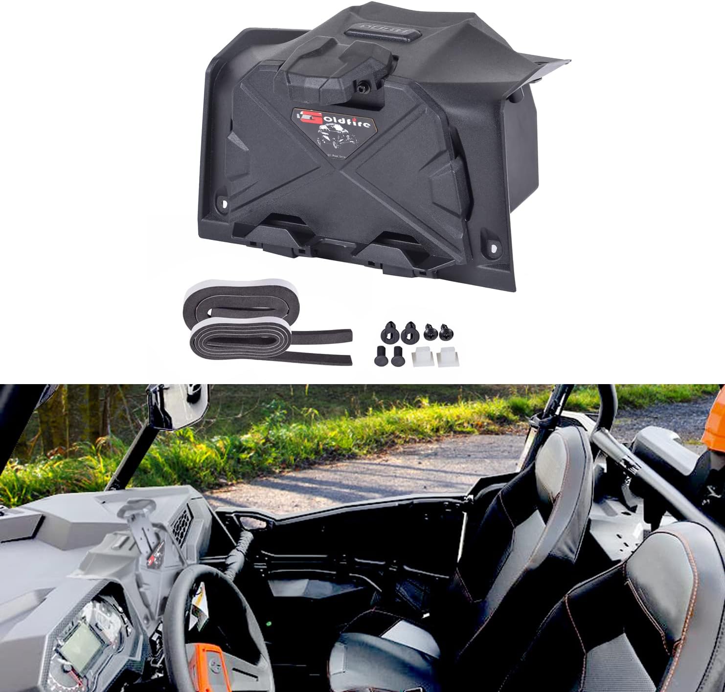 Goldfire Electronic Device Holder with Storage Box Organizer Tray for Polaris RZR XP 1000, Sporty Black Phone Tablet GPS Holder Mounts