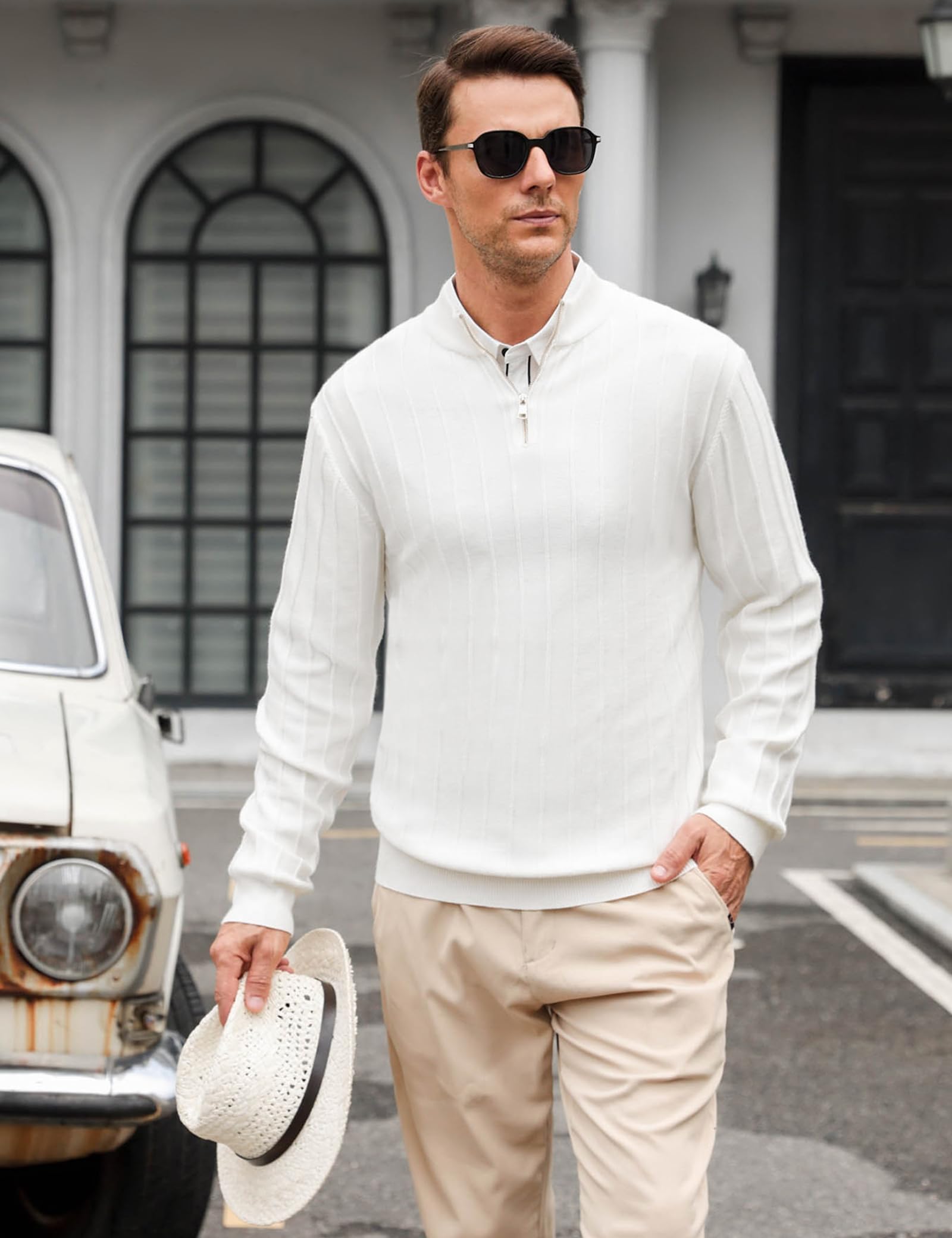 iClosam Maglione Uomo Invernali Collo Alto con Zip Pullover Giacca in Maglia Maglione Pullover Invernale Tenere Caldo