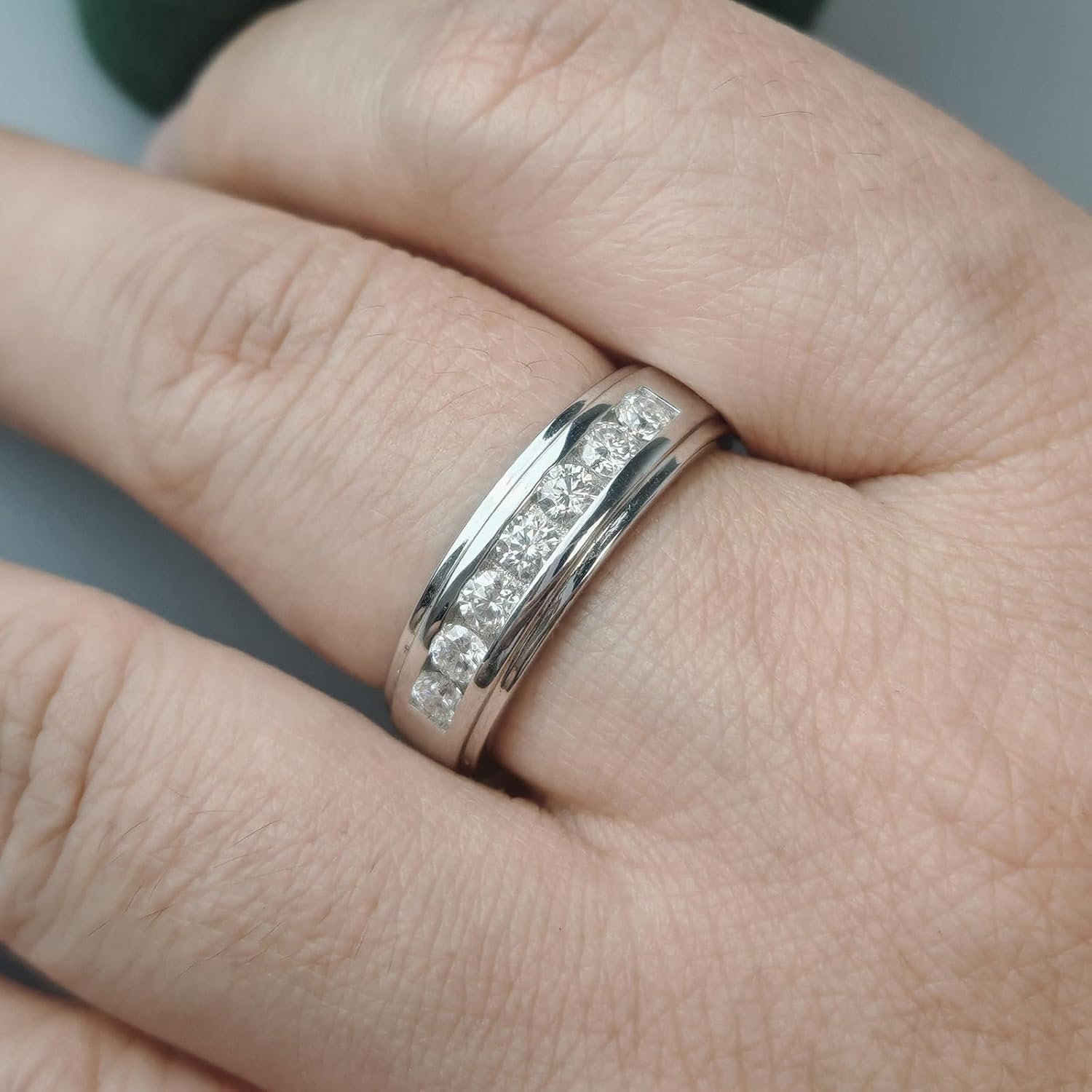 Moissanite Mens Wedding Band D Color VVS1 925 Sterling Silver Engagement Rings 7 Round Cut Eternity Promise Ring Size 12 - Image 4