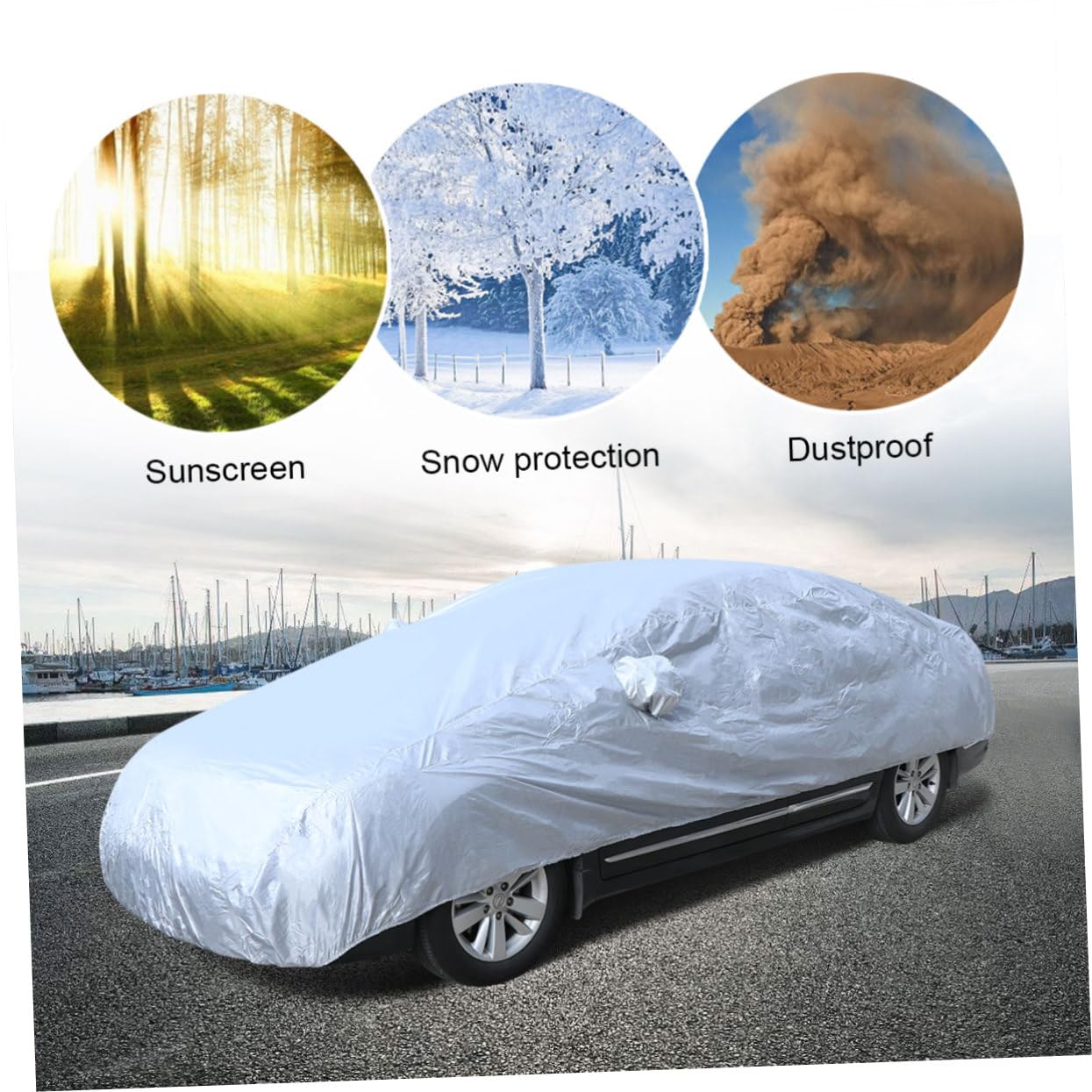 PRETYZOOM Uv Car Cover for Car Rainproof and Dustproof Full Size Windshield Cover Weatherproof Scratch Resistant Easy to — view 7