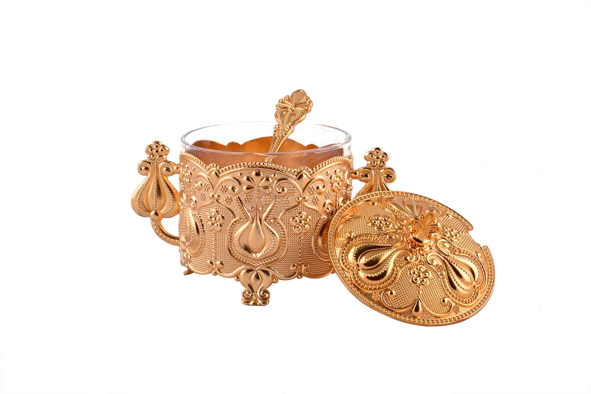 Luxury Tulip Sugar Pot with Spoon (Gold)