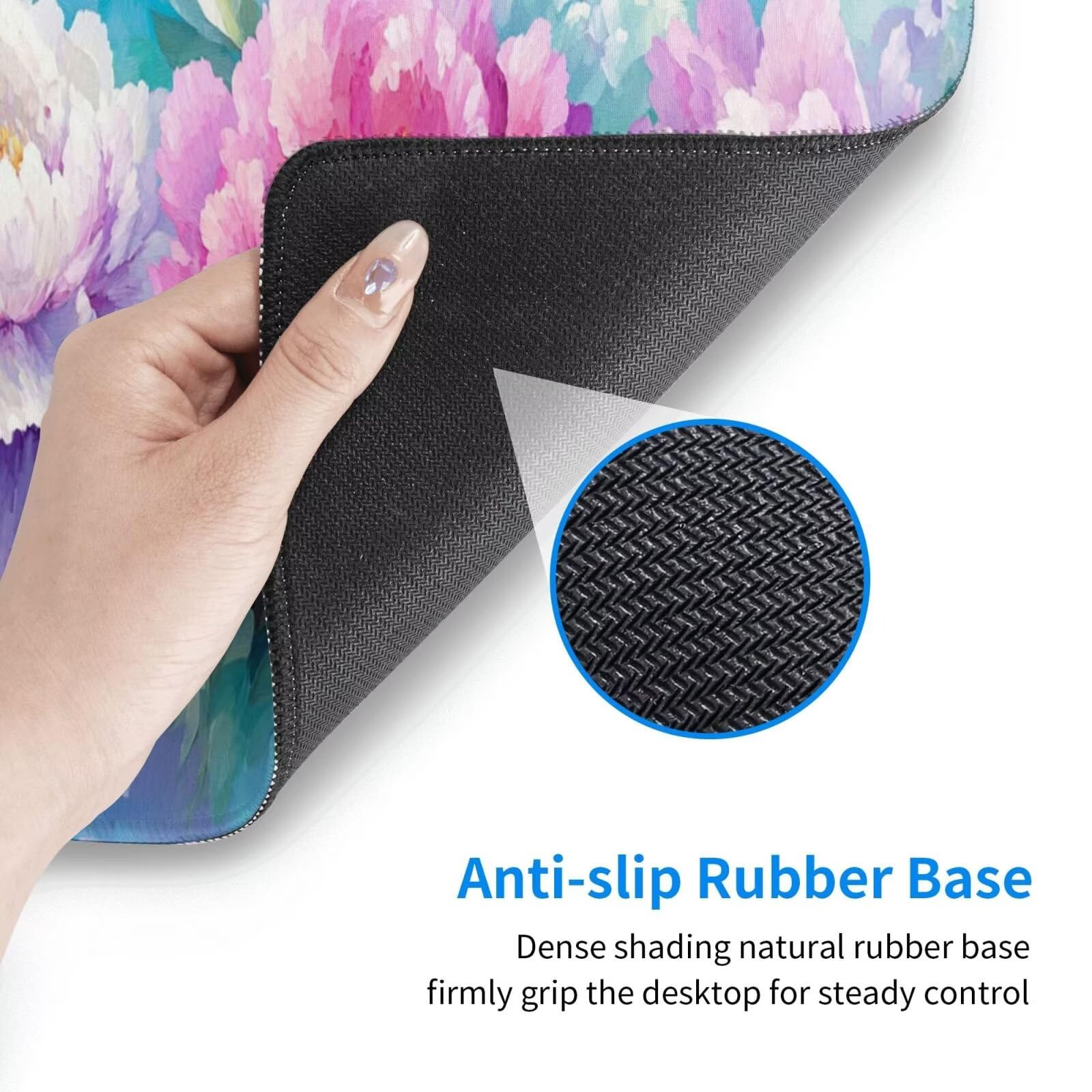Fioletowa podkładka pod mysz XXL kwiat mata na biurko 1600 x 800 x 3 mm zmywalna podkładka do gier na laptopa, z antypoślizgową gumową podstawą do gier, komputera, personelu biurowego Y1123