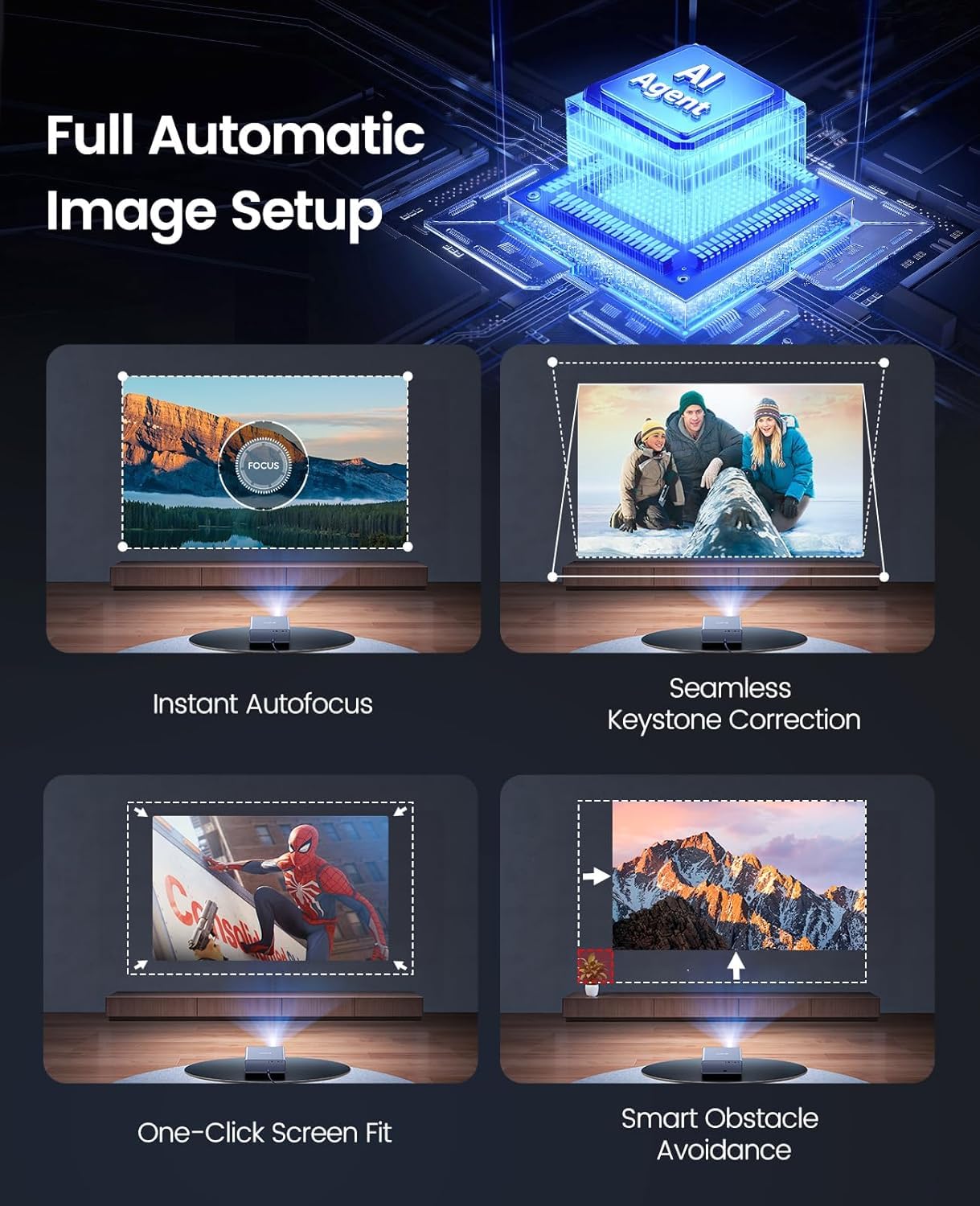 Built-in App/4K Support] Protable Smart Projector with WiFi 6 and