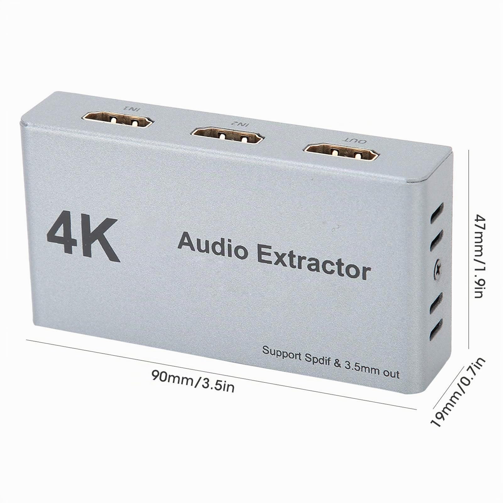 Commutateur HDMI Répartiteur HDMI 4K, 2 en 1 Sortie 2 X 1 Distributeur d'extracteur Audio HDMI, 2 à 1 Adaptateur de convertisseur Audio HDMI Splitter avec SPDIF Optique + Jack 3,5 mm