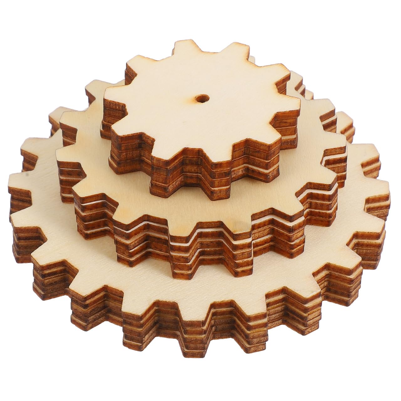 HOMSFOU 15 Pcs Wood Gear Ornaments Unfinished Natural Wooden Slices Creative Multifunctional Craft Wood for Kids Painting and Home Decor Projects
