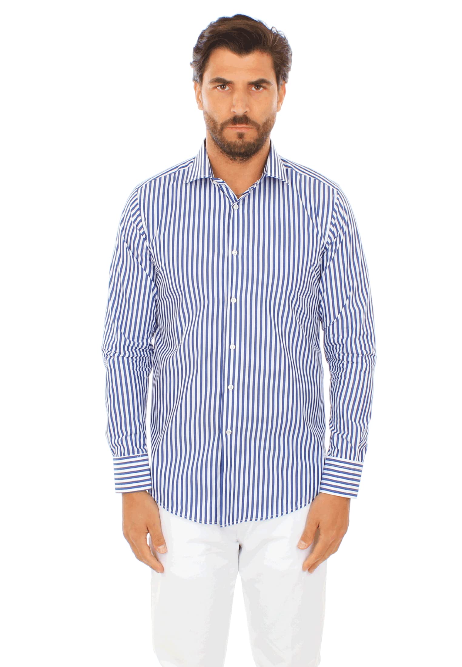 Ciabalù Camicia Uomo Slim Fit in Cotone a Righe Made in Italy Elegante