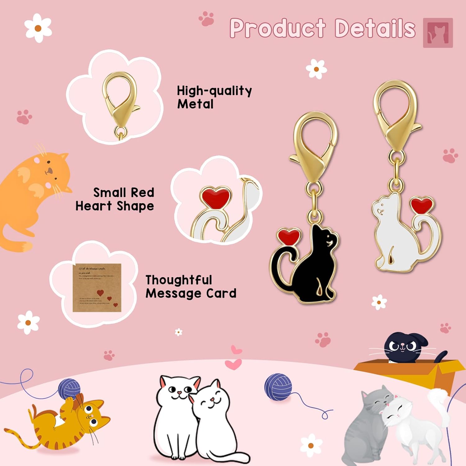 Joyline Cute Cat Heart Keychain for Women Love Charm Purse Bag Keychain Christmas Valentines Anniversary Birthday Gifts - Image 2