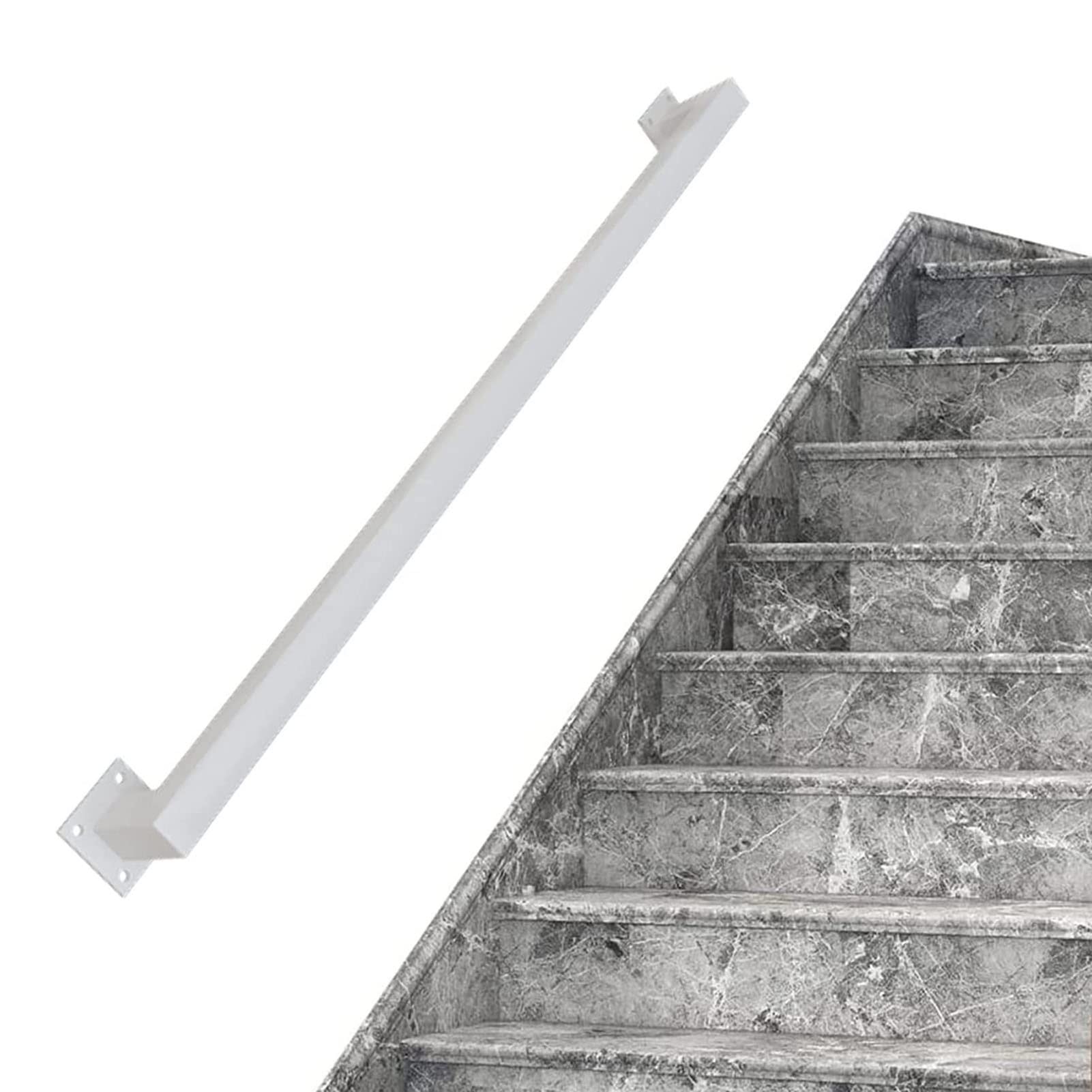 Barre d'appui en fer pour escalier avec balustre carré et supports muraux
