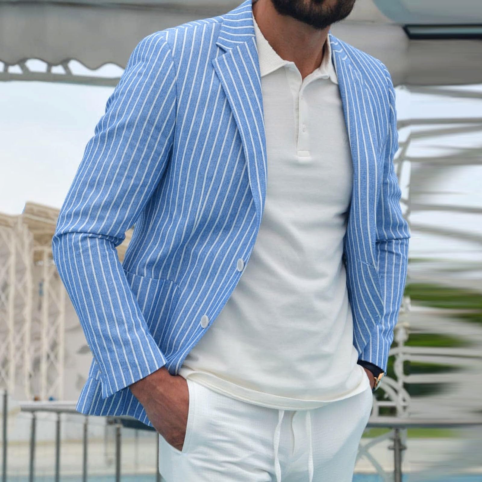 pvucpot Giacche da Uomo in Cotone Lino da Uomo Slim Fit Casual Blazer Due Bottoni Giacche Eleganti Classico Giacche e Cappotti