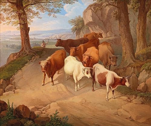 Miniatura 5 de ArtDirect Josef Feid 17x15 Gold Ornate Frame and Double Matted Museum Art Print Titled Bringing the Herd Down from the Alpine Pastures