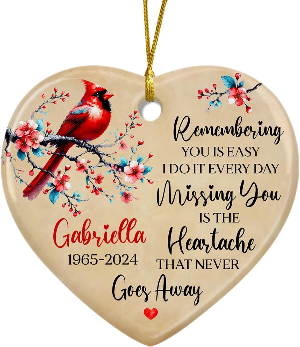 Personalized Memorial Cardinal Ceramic Ornamentm