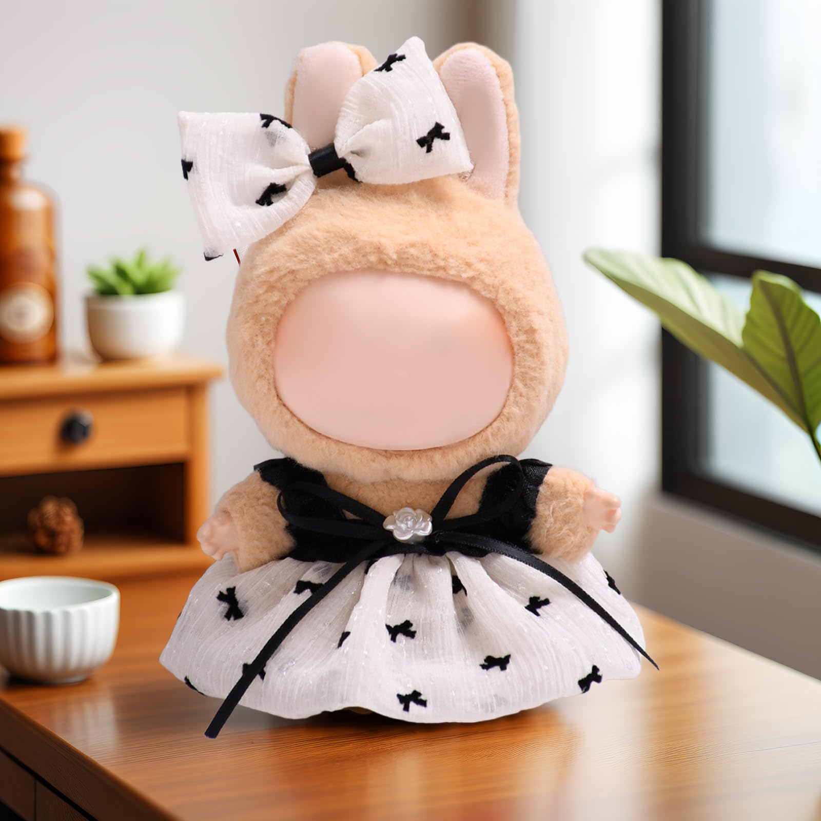 Handcrafted Doll Clothing Set for 15-17cm Dolls, Cute Heart Dress & Bow Clip, Premium Fashion Accessories, Ideal for Display or Styling - Image 2