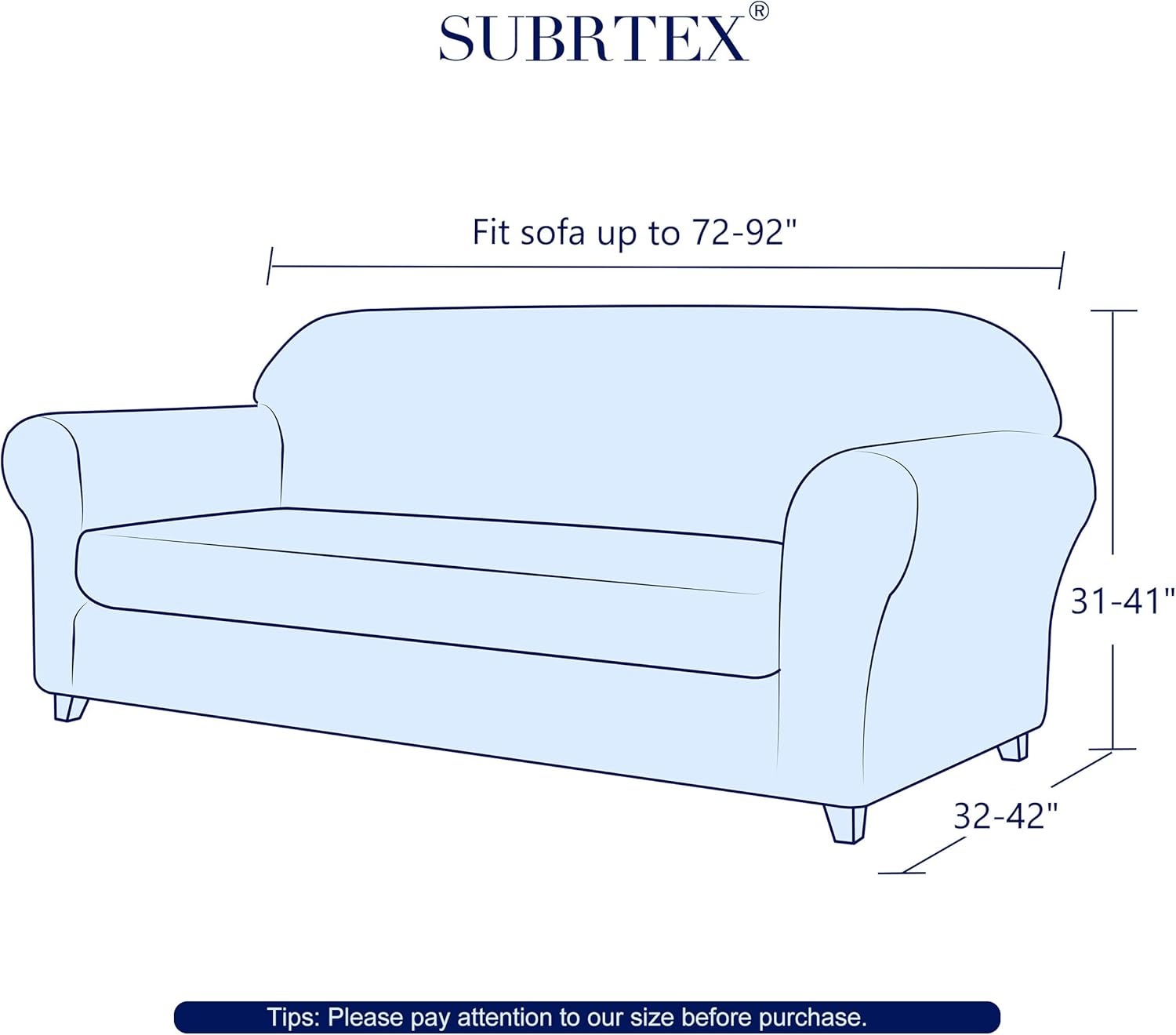subrtex Sofa Cover 2 Piece Stretch Sofa Slipcover Soft Couch Slipcovers Washable Furniture Covers, Jacquard Fabric Small Checks(Gray,Large) : Home & Kitchen