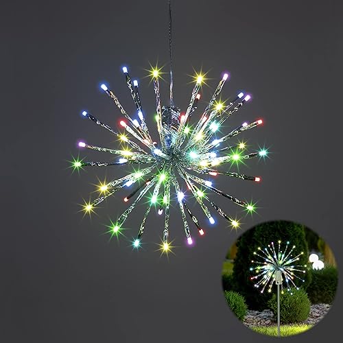 LIGHTSHARE Bola iluminada de 12 pulgadas, 80 luces LED de fuegos artificiales parpadeantes con control remoto, bola colgante de doble uso para disponible en Yaxa Colombia