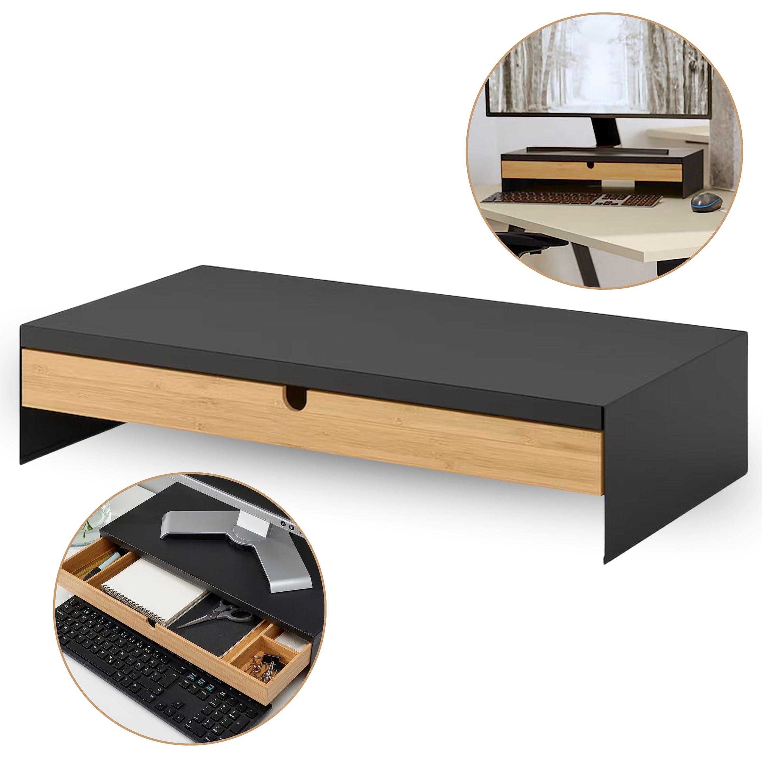 sarcia.eu ELLOVEN Supporto per monitor con cassetto, antracite