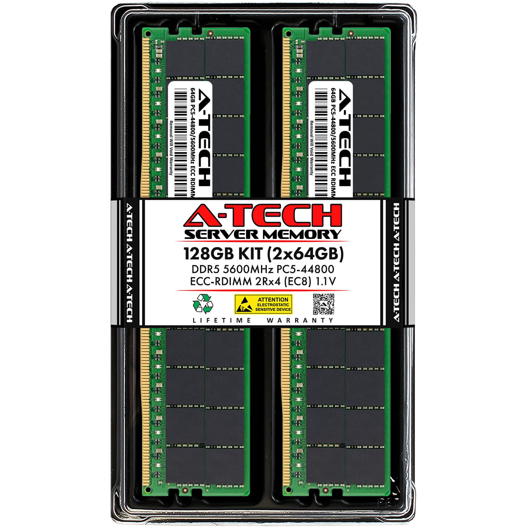 A-Tech 128GB Kit (2x64GB) DDR5 5600MHz PC5-44800 ECC RDIMM 2Rx4