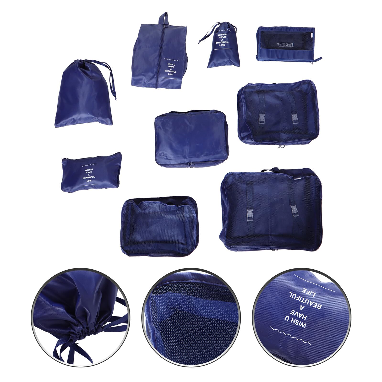 ORFOFE Set di 9 Pezzi Organizer Valigia da Viaggio in Nylon e Rete per Abbigliamento e Biancheria, Efficiente e Ordinato, per Organizzazione Bagagli