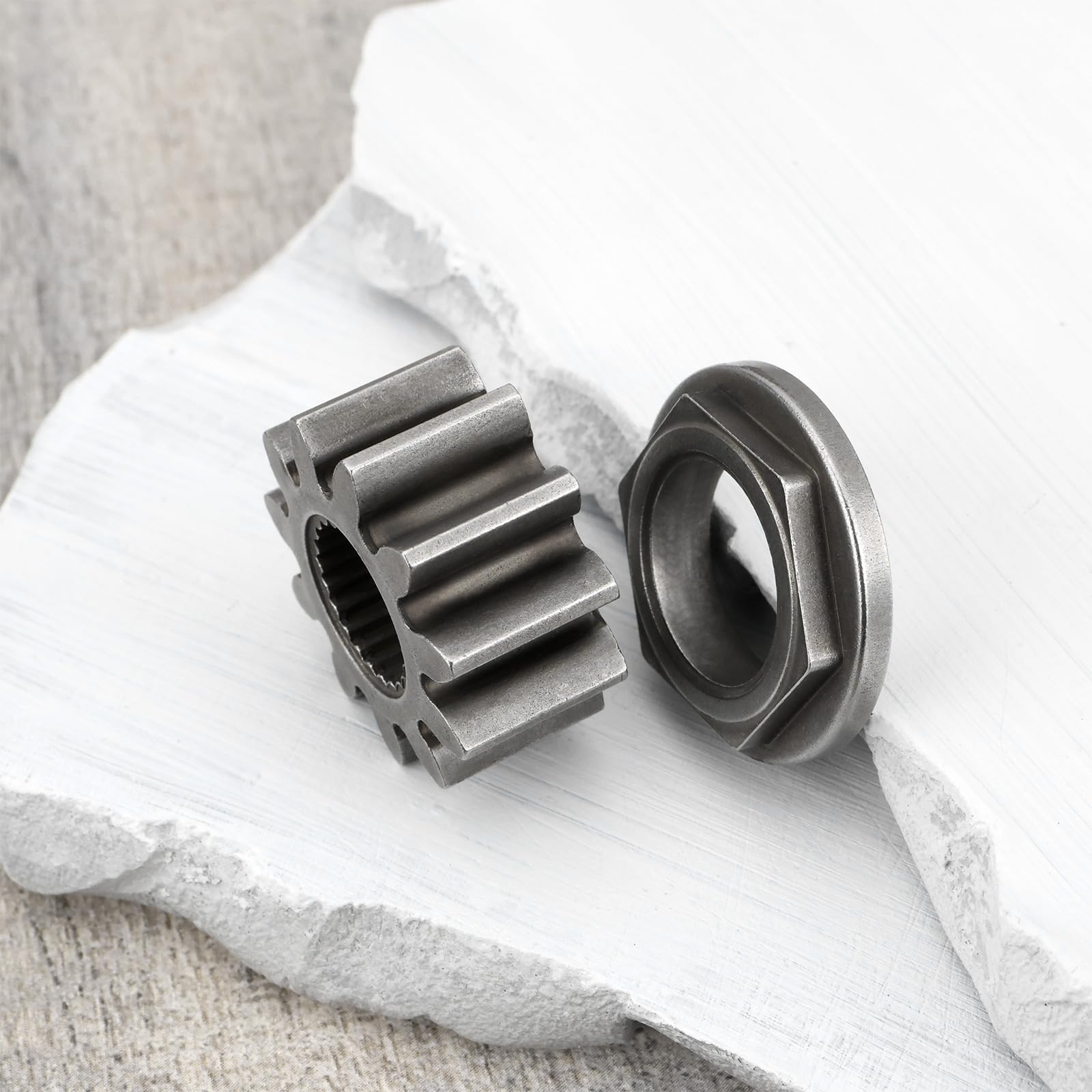 Karbay 717-1554 741-04237A, 741-04237B Pignon de direction et bague compatibles avec pignon de direction MTD et bride hexagonale de roulement de tracteur de pelouse (2