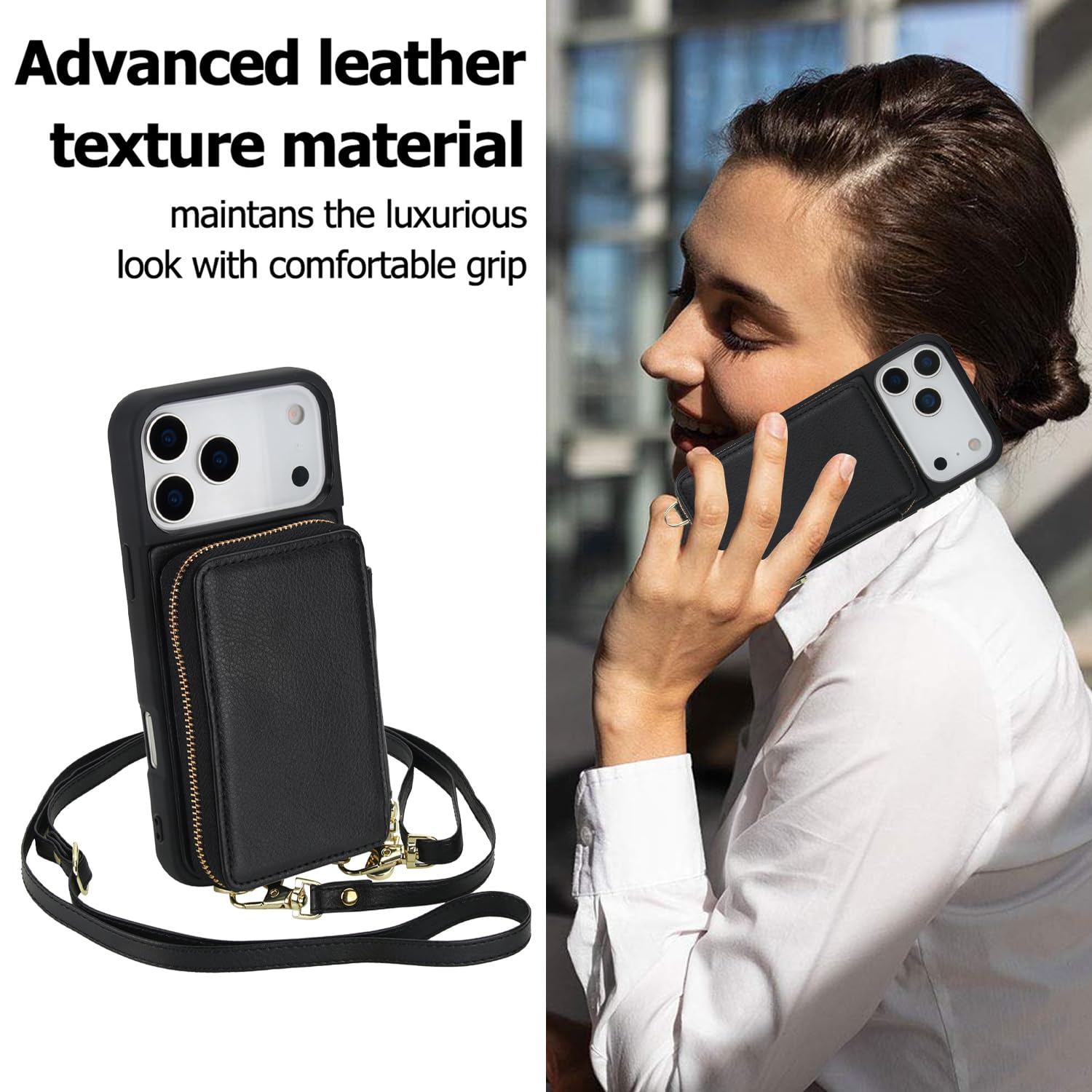 Custodia a portafoglio per telefono 18 Pro Cover con porta carte | RFID Blocco Slot di Credito con Tracolla Tracolla Antiurto Copertura Della Borsa In Pelle per Telefono 18 Pro 6.3 '' 2026