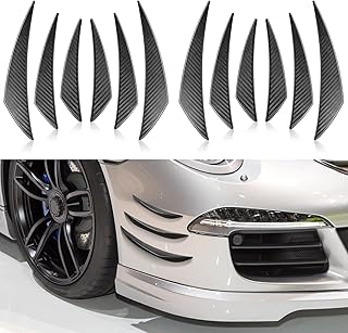 Tallew 12 Pcs Universal Car Spoiler Canards Kit Front Bumper Lip Splitter Car Exterior Fins Auto Anti Collision Strip Soft Decoration Decal Accessories(Carbon Fiber Black)