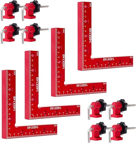 W B D WEIBIDA Paquete de 4 abrazaderas angulares de aluminio para carpintería, abrazaderas de 90 grados, cuadradas, 5.5 x 5.5 pulgadas (5.512 x