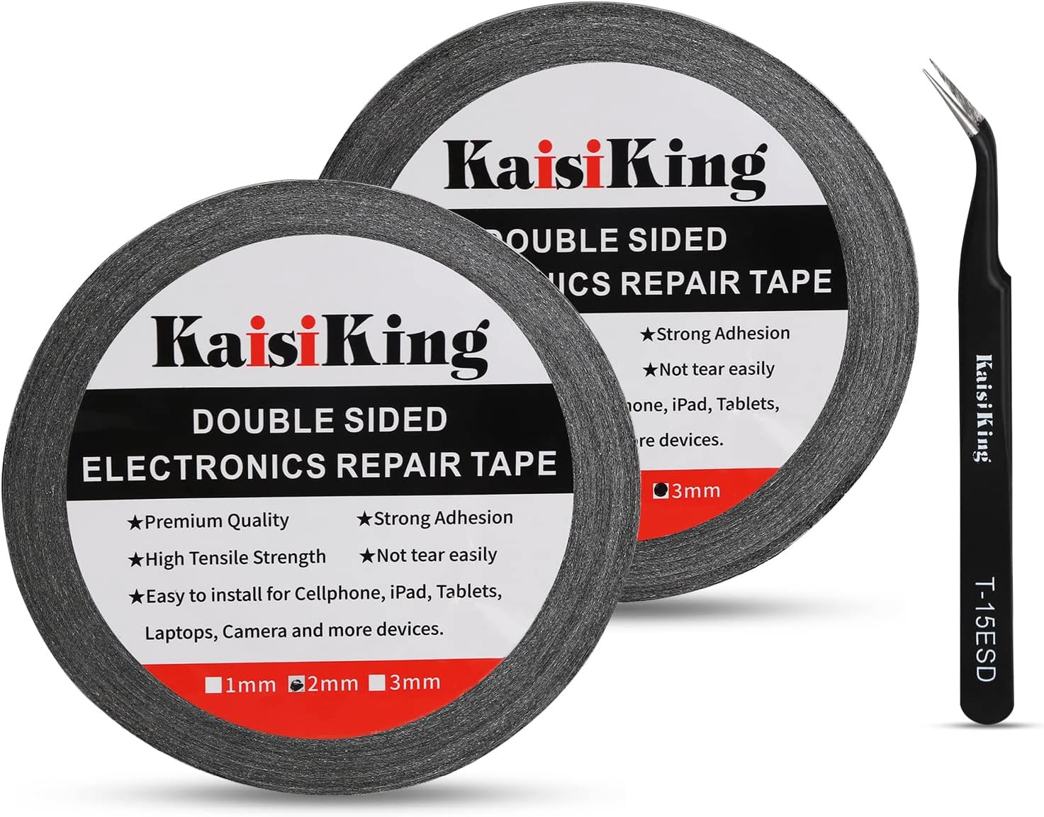 Kaisiking 2mm / 3mm x 50M LCD Screen Repair Tape Cell Phone Adhesive Tape Thin Double Sided Tape Adhesive with 1 Tweezers for Cell Phone, iPad, Tablets, Laptops, Camera, LCD Screen Repair Kaisiking 2mm / 3mm x 50M LCD Screen Repair Tape Cell Phone Adhesive Tape Thin Double Sided Tape Adhesive with 1 Tweezers for Cell Phone, iPad, Tablets, Laptops, Camera, LCD Screen Repair