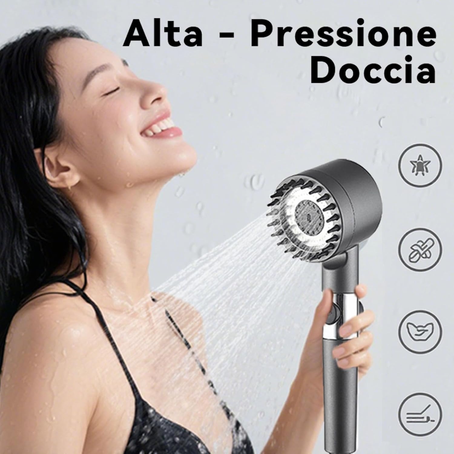 Pulifer - Alcachofa de ducha de alta presión, sistema de ducha de ahorro de agua de 3 ajustes con filtro integrado y 10 filtros de repuesto para eficiencia energética y agua limpia