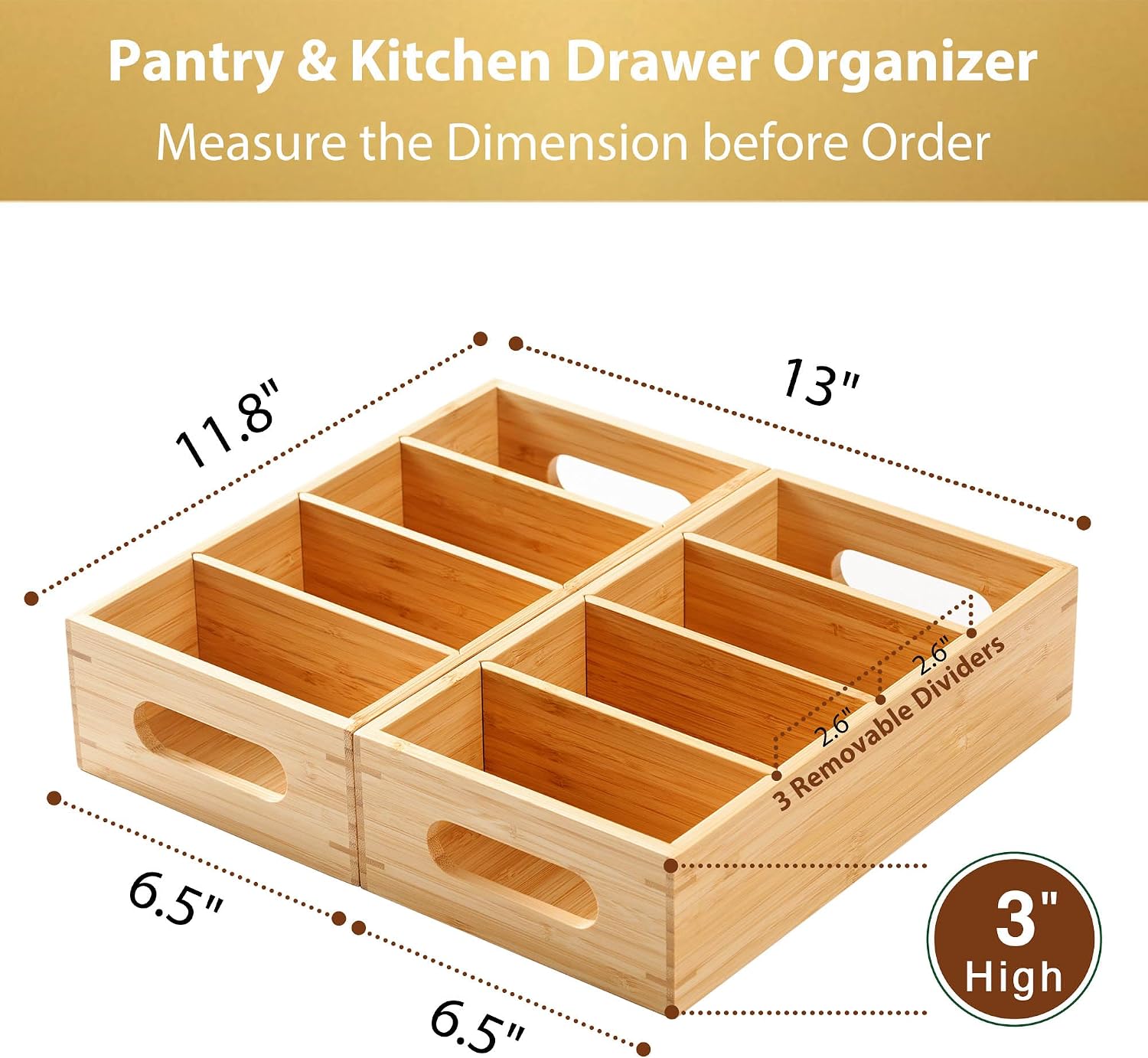Umilife Bamboo Pantry Organizer for Snack, Seasoning Pouch, Teabag (2 Pack)