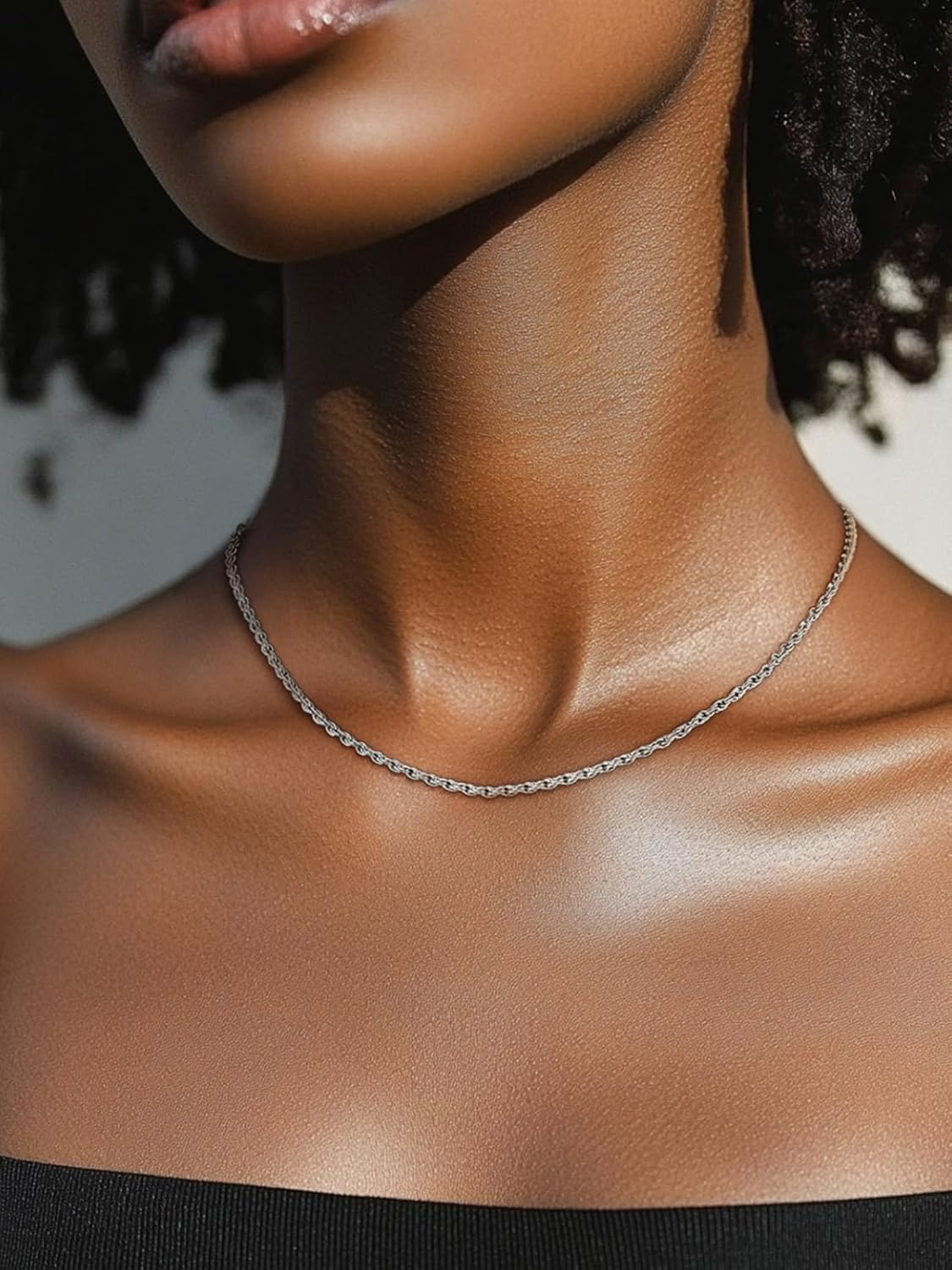 ChainsHouse Rope Chain for Men Women, Stainless Steel Twisted Chain Necklace 1.5mm/2mm/3mm/3.8mm/6mm Width, Black/14K Gold Mens Rope Chains Jewelry 16"-30", Send Gift Box - Image 5