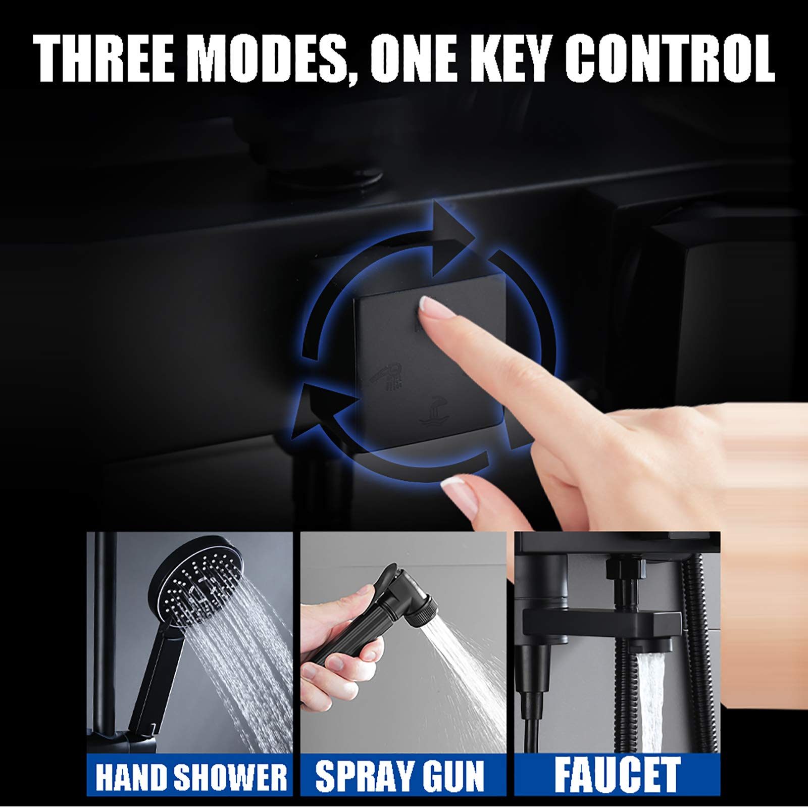 Rubinetto da Bagno Nero Tocco da Bagno Tocco vano da Bagno con Tocco di Vasca per spruzzatura Portatile con Molla da Bagno rotabile Moto vano con spruzzatore bidadro a bidot Tocco di riempimento vano