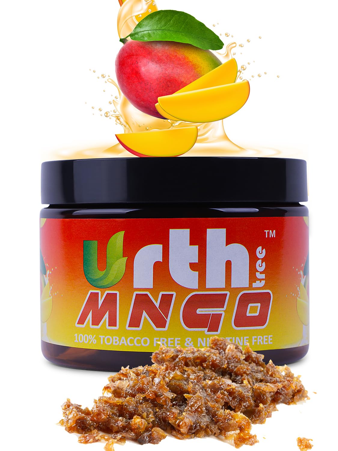 UrthTree Hookah Flavors, Shisha Herbal Molasses, Tobacco Free And Nicotine Free, 250 gram - 8.8 Ounce, Premium Variety Flavors, Made 100% From Apple Skin (Mango)